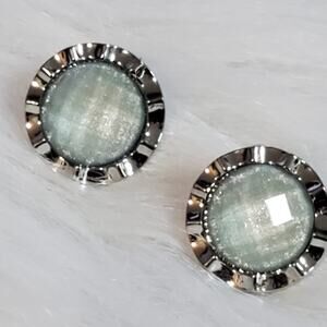 New Women's Silver-Tone Wave Circle Stud Earrings